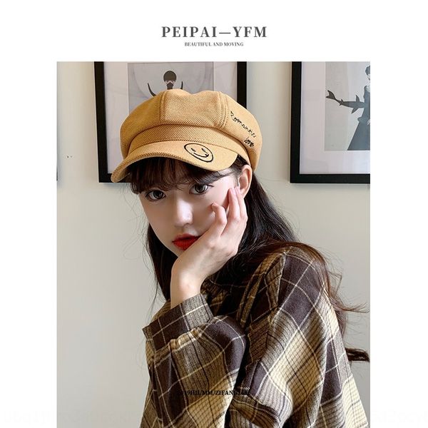female 2019 new octagonal embroidered octagonal korean style all-match smiling face embroidery navy hat newsboy hat, Blue;gray
female 2019 new octagonal embroidered octagonal korean style all-match smiling face embroidery navy hat newsboy hat, Blue;gray