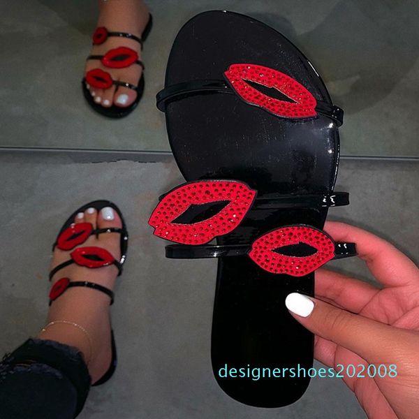 woman slippers red lips sandals flat ladies shoes beach flip-flops non slip rhinestones home summer d08, Black
woman slippers red lips sandals flat ladies shoes beach flip-flops non slip rhinestones home summer d08, Black