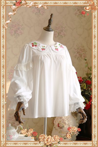 sweet white loose women's chiffon blouse strawberry embroidered long sleeve chiffon by infanta
sweet white loose women's chiffon blouse strawberry embroidered long sleeve chiffon by infanta