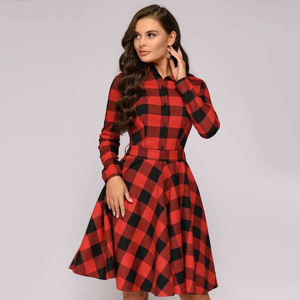 elegant plaid dress women turn down collar long sleeve knee length dress female sashes vintage autumn office lady dress vestidos, Black;gray
elegant plaid dress women turn down collar long sleeve knee length dress female sashes vintage autumn office lady dress vestidos, Black;gray