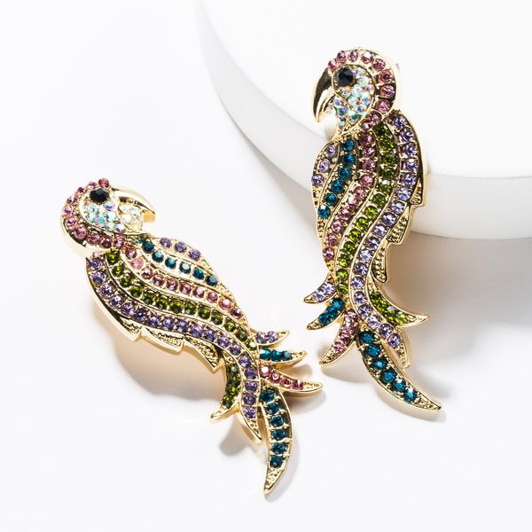 fashion exaggerated parrot colored diamond acrylic diamond full diamond earrings female personalized animal earrings, Golden
fashion exaggerated parrot colored diamond acrylic diamond full diamond earrings female personalized animal earrings, Golden