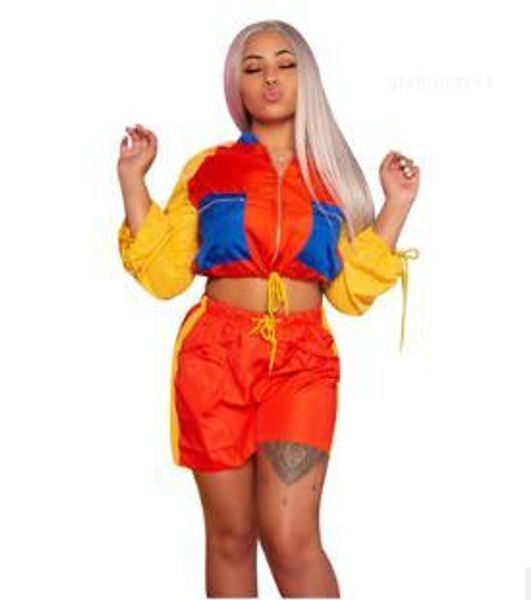 panelled female clothing casual apparel womens designer sport 2pcs pants long sleeve crew neck fashion, White