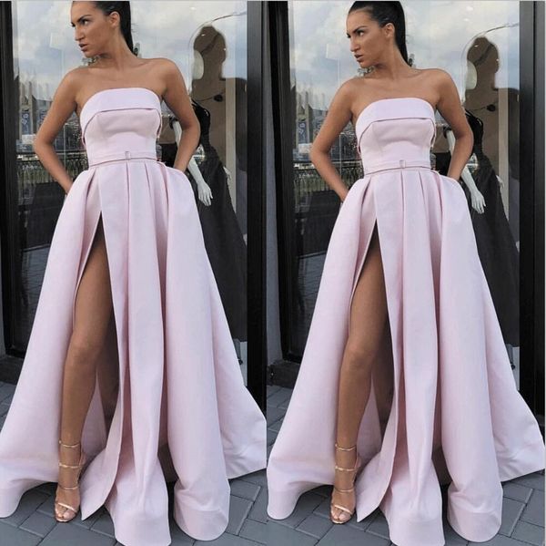strapless pink prom dresses with pockets 2020 latest fashion satin a-line side slit simple silver prom gowns robe de soiree, Black
strapless pink prom dresses with pockets 2020 latest fashion satin a-line side slit simple silver prom gowns robe de soiree, Black