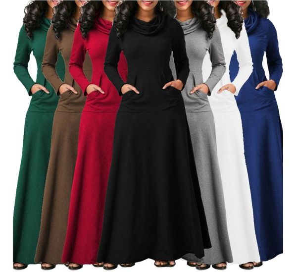 woman turtleneck solid color floor -length dress lady cotton empire waist long sleeve elegant dresses, Black;gray
woman turtleneck solid color floor -length dress lady cotton empire waist long sleeve elegant dresses, Black;gray