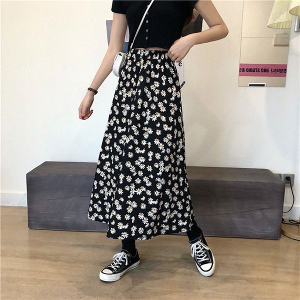 

молодые daisy высокой талией a- a- юбка новый 2020 корейский студент стиль a- линия женщин все соответствующие ins похудения онлайн юбка зна, Black