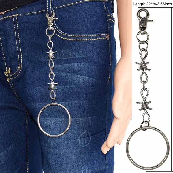 big ring pendant pants key chain wire brambles keychains barbed wire keychain hiphop key chains accessories, Silver
big ring pendant pants key chain wire brambles keychains barbed wire keychain hiphop key chains accessories, Silver