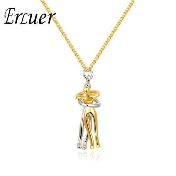 erluer hugging lover necklaces for women fashion jewelry girl figure charm pendant necklace two tone jewellery gift new design, Silver
erluer hugging lover necklaces for women fashion jewelry girl figure charm pendant necklace two tone jewellery gift new design, Silver