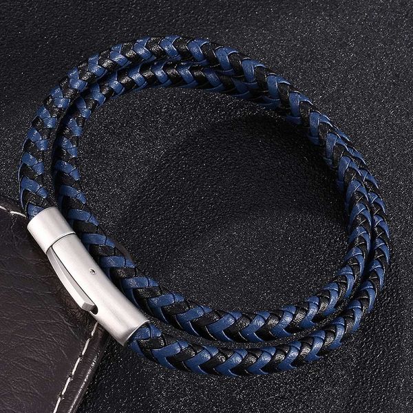 fashion black blue leather mix braided double layer bracelet men women stainless steel snaps jewelry wrist band gifts, Golden;silver
fashion black blue leather mix braided double layer bracelet men women stainless steel snaps jewelry wrist band gifts, Golden;silver