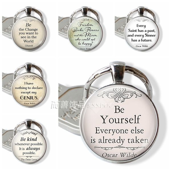 be yourself inspirational oscar wilde chain keychain pendants quotes jewelry key chain glass dome keyring birthday gift, Silver
be yourself inspirational oscar wilde chain keychain pendants quotes jewelry key chain glass dome keyring birthday gift, Silver