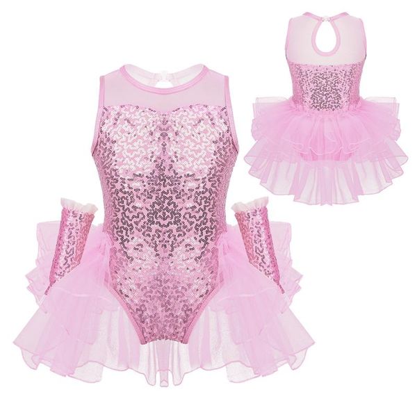 kids girls dancewear shiny sequins tulle splice figure ice skating ballet dance leotard ruffled dress with wrist sleeves set, Black;red
kids girls dancewear shiny sequins tulle splice figure ice skating ballet dance leotard ruffled dress with wrist sleeves set, Black;red