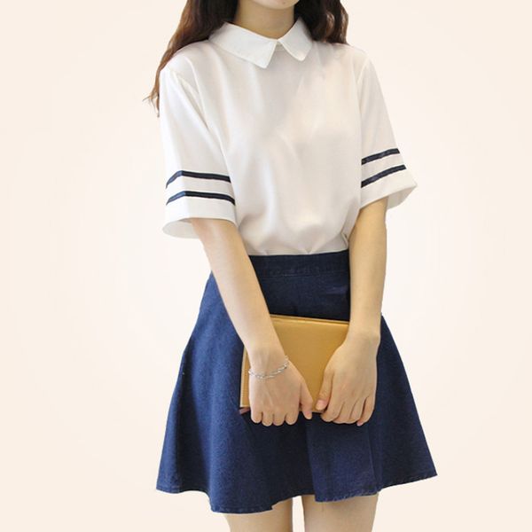 japanese korean school uniform sailor mavy uniform turn-down collar short sleeve and skirt british navy style high school, White
japanese korean school uniform sailor mavy uniform turn-down collar short sleeve and skirt british navy style high school, White