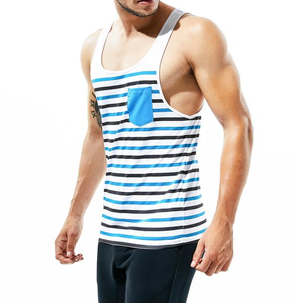 men' striped pocket hibbing u vest neck men' all-cotton sports nan xiu xian personality slim vest, White;black
men' striped pocket hibbing u vest neck men' all-cotton sports nan xiu xian personality slim vest, White;black