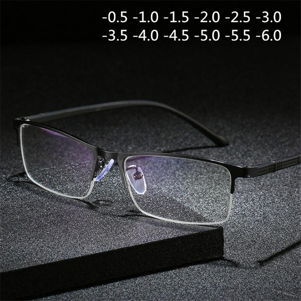 anti-blue light business half frame myopia glasses men ultralight metal finished short-sighted eyewear women -1.0 -1.5 to -6.0, Black
anti-blue light business half frame myopia glasses men ultralight metal finished short-sighted eyewear women -1.0 -1.5 to -6.0, Black