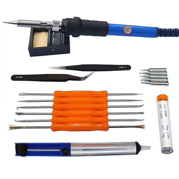 1 set of 60w 220v electric iron kit, adjustable temperature soldering iron bag, 5 tips, desolder pump, 2 tweezers, tin tube, bra
1 set of 60w 220v electric iron kit, adjustable temperature soldering iron bag, 5 tips, desolder pump, 2 tweezers, tin tube, bra