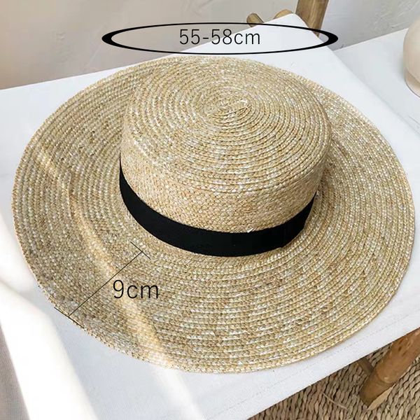 new women natural wheat straw ribbon tie 9cm boater derby beach sun hat cap lady summer wide brim protect hats y200716, Blue;gray
new women natural wheat straw ribbon tie 9cm boater derby beach sun hat cap lady summer wide brim protect hats y200716, Blue;gray