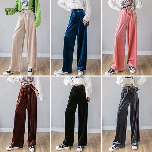 make new winter high waist drape pleuche wide-legged pants female easy straight long mop leisure trousers, Black;white
make new winter high waist drape pleuche wide-legged pants female easy straight long mop leisure trousers, Black;white