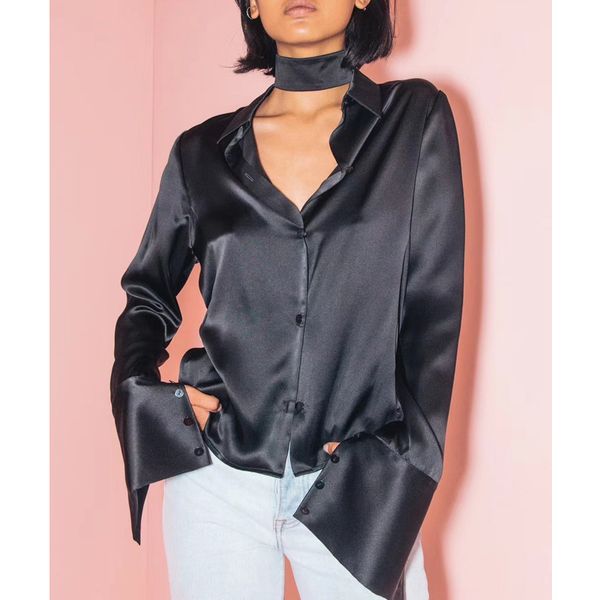 6.23 summer new satin silk shirt ladies fashion detachable neckline long sleeve solid color blouse 4color, White
6.23 summer new satin silk shirt ladies fashion detachable neckline long sleeve solid color blouse 4color, White
