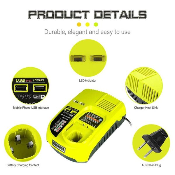 p117 charger for one p108 p100 p104 12v-18v lithium nicd nimh battery power tool accessories home tool charger
p117 charger for one p108 p100 p104 12v-18v lithium nicd nimh battery power tool accessories home tool charger