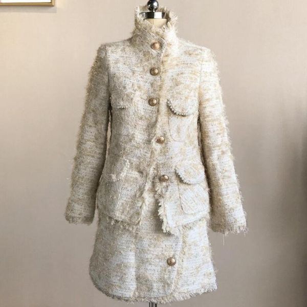 women's tracksuits 2021 autumn winter small fragrance pearl women tweed jacket coat +single high waist mini skirt two pieces sets, Gray
women's tracksuits 2021 autumn winter small fragrance pearl women tweed jacket coat +single high waist mini skirt two pieces sets, Gray