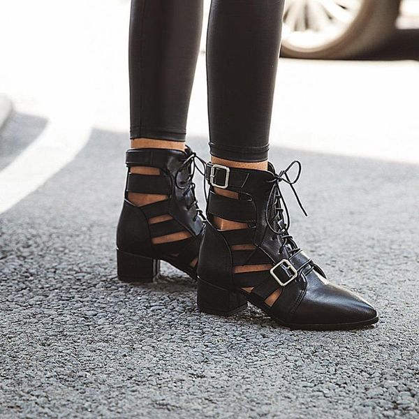 2020 new metal studded rivets short boots sandal woman pointy toe buckle straps boots cut out fashion cool shoes woman, Black
2020 new metal studded rivets short boots sandal woman pointy toe buckle straps boots cut out fashion cool shoes woman, Black