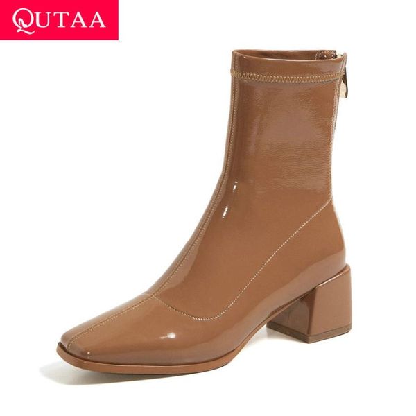 qutaa 2021 square toe autumn winter ladies pumps pu patent leather ankle boots square high heel zipper women shoes size 34-39, Black
qutaa 2021 square toe autumn winter ladies pumps pu patent leather ankle boots square high heel zipper women shoes size 34-39, Black
