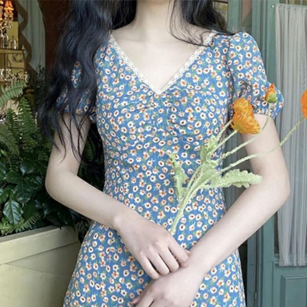 pastoral floral 2020 new flower dress platycodon grandiflorum french blue v-neck bubble sleeve slimming dress, Black;gray
pastoral floral 2020 new flower dress platycodon grandiflorum french blue v-neck bubble sleeve slimming dress, Black;gray