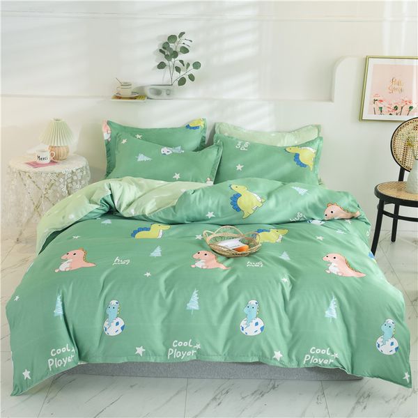 bedding set green quilt cover cute little dinosaur print ab side duvet cover + flat sheet + pillowcase home textile
bedding set green quilt cover cute little dinosaur print ab side duvet cover + flat sheet + pillowcase home textile