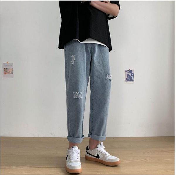 summer jeans men streetwear 2020 loose mens ripped jeans ankle length all match casual wide leg for men black/blue 3xl-s
summer jeans men streetwear 2020 loose mens ripped jeans ankle length all match casual wide leg for men black/blue 3xl-s