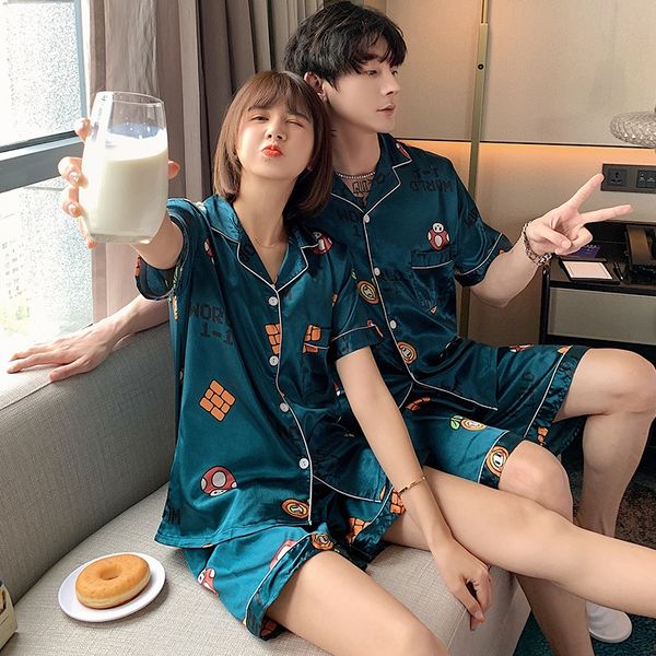 l7a4k couple pajamas women's summer ice silk thin short sleeve korean cartoon clothes clothes home furnishing clothing summer men, Black;brown
l7a4k couple pajamas women's summer ice silk thin short sleeve korean cartoon clothes clothes home furnishing clothing summer men, Black;brown