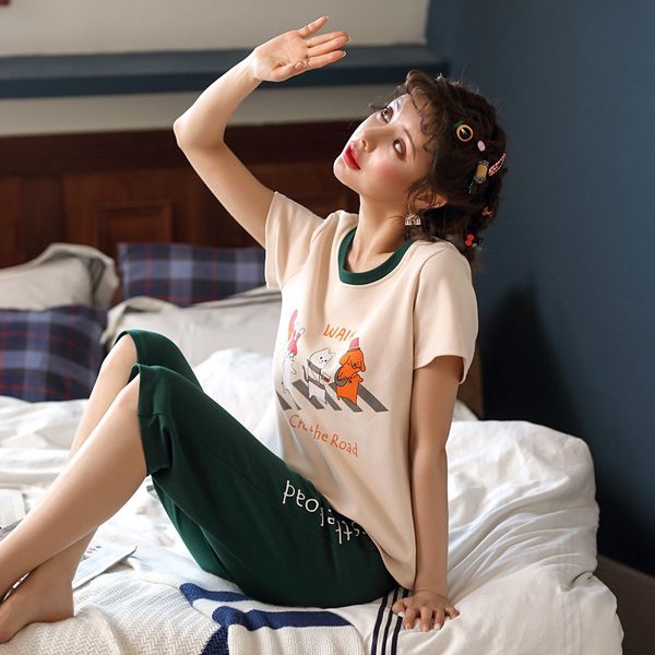0mjhl tiruxin pajamas women's short-sleeved capri pants suit korean knitted trousers suit home clothes cotton women's home clothes, Blue;red
0mjhl tiruxin pajamas women's short-sleeved capri pants suit korean knitted trousers suit home clothes cotton women's home clothes, Blue;red