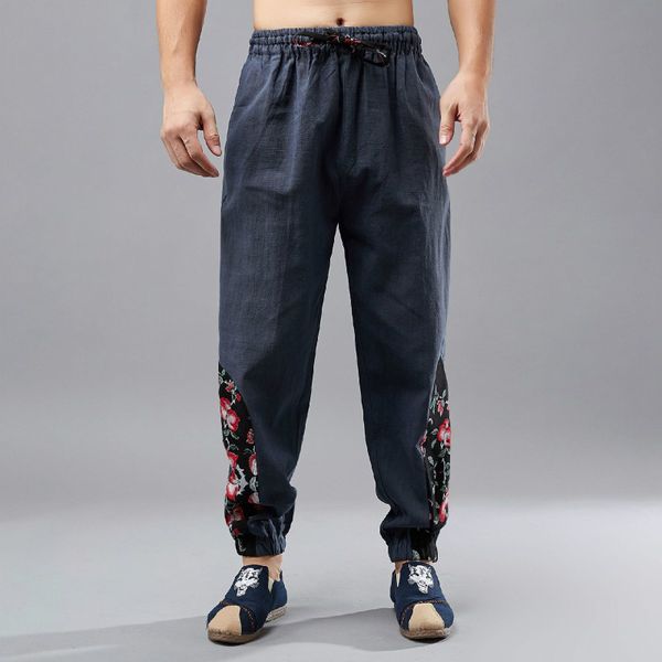 men's pants spring 2021 -selling casual man retro chinese style caragana nosing flax elastic waist haren d770, Black
men's pants spring 2021 -selling casual man retro chinese style caragana nosing flax elastic waist haren d770, Black