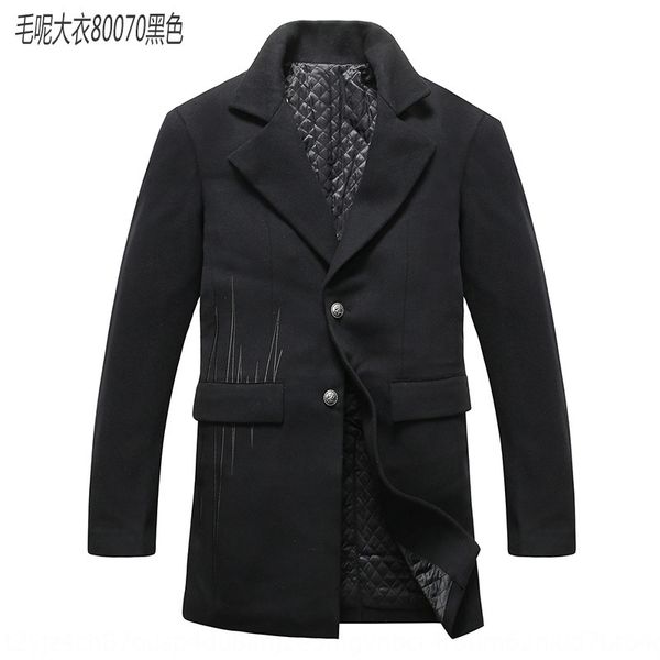 cotton-padded en coat wool men's straight mid-length thick business leisure lapel wool coat 80070, Black
cotton-padded en coat wool men's straight mid-length thick business leisure lapel wool coat 80070, Black