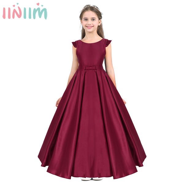 iiniim teen kids vestidos toddler girl dresses ruffled fly hidden v-shaped back flower girls dress wedding party princess dress t200709, Red;yellow
