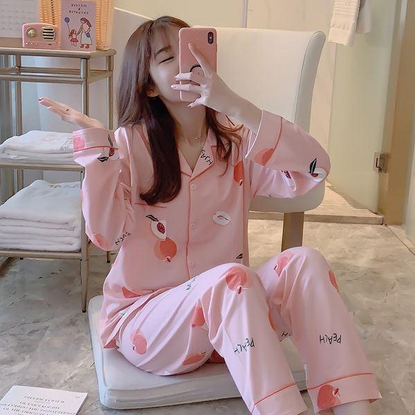 908-4# long sleeve pajamas pajamas women's autumn cute cartoon home wear two-piece suit, Blue;red
908-4# long sleeve pajamas pajamas women's autumn cute cartoon home wear two-piece suit, Blue;red