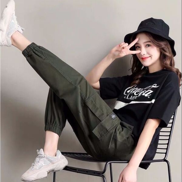 spring women black army cargo pants hip hop sashes trousers bf harajuku joggers high waist overalls loose casual pants, Black;white
spring women black army cargo pants hip hop sashes trousers bf harajuku joggers high waist overalls loose casual pants, Black;white