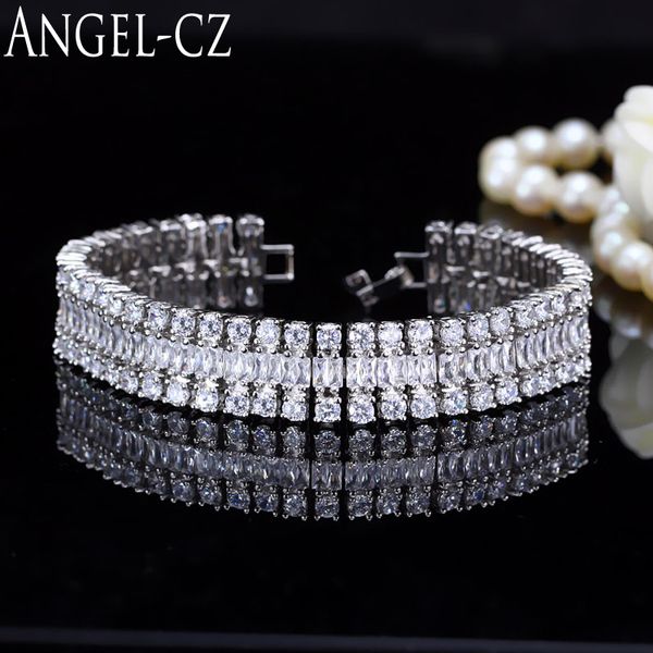 angelcz luxury wedding accessories wide bangle handmade pave 3 rows cubic zirconia bridal bracelets for women jewelry ab085, Black
angelcz luxury wedding accessories wide bangle handmade pave 3 rows cubic zirconia bridal bracelets for women jewelry ab085, Black