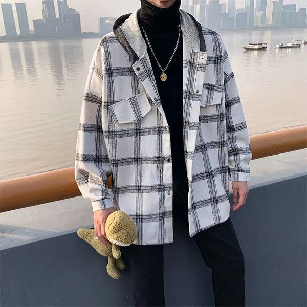 autumn tartan coat men's fashion hit color retro hooded woolen jacket men streetwear wild loose casual woolen coat mens m-2xl, Black
autumn tartan coat men's fashion hit color retro hooded woolen jacket men streetwear wild loose casual woolen coat mens m-2xl, Black