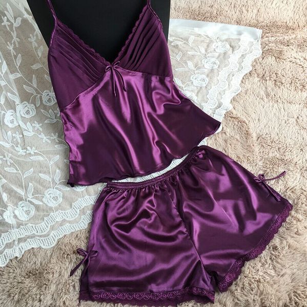 2020 summer style pajamas sets women female sleep set women's deep v-neck spaghetti strap shorts sleepwear silk homewear, White
2020 summer style pajamas sets women female sleep set women's deep v-neck spaghetti strap shorts sleepwear silk homewear, White