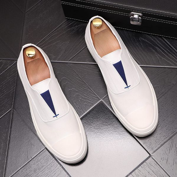 errfc new arrival men casual shoes fashion round toe slip on concise trending shoes man flat platform leisure zapatos size 38-43, Black