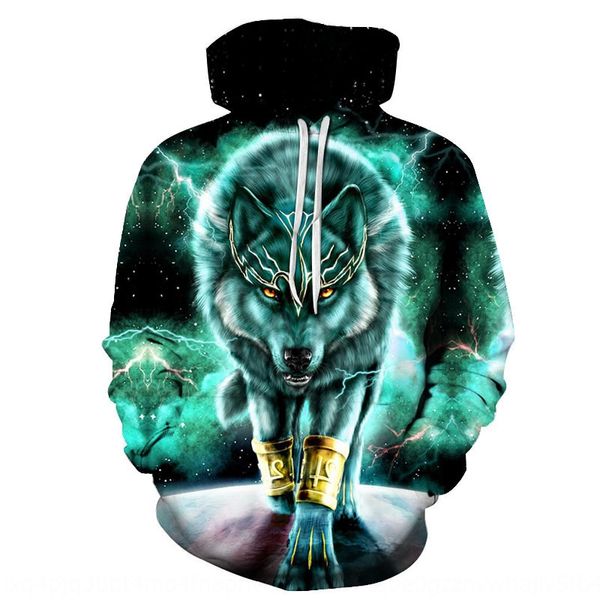 2019 green wolf 3d printing hooded sweater digital sweater digital large size couple hooded, Black
2019 green wolf 3d printing hooded sweater digital sweater digital large size couple hooded, Black
