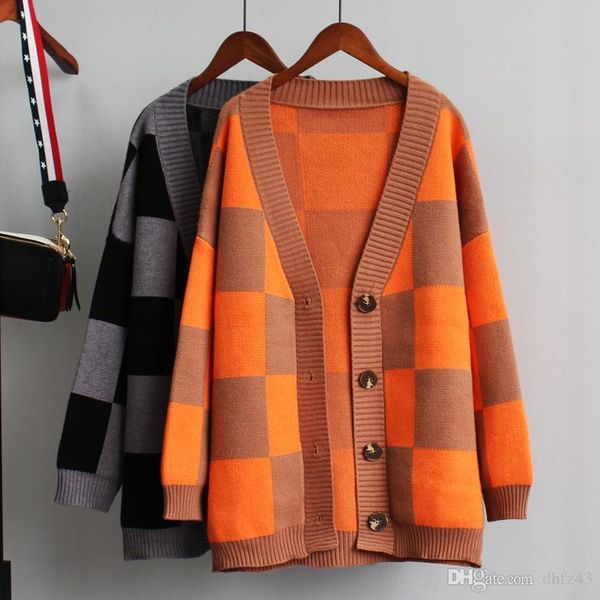 2018 new autumn women's color block plaid sweater female v collar casual cardigan loose knitted jacket coat long sleeve outwear, White;black
2018 new autumn women's color block plaid sweater female v collar casual cardigan loose knitted jacket coat long sleeve outwear, White;black