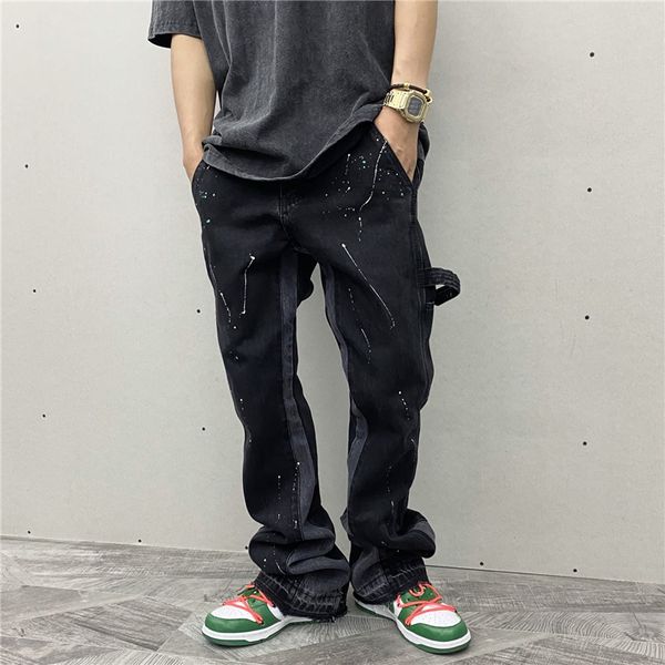 men's jeans ewq / trousers black vintage high street causel slim splatter printing micro bottoms denim pants 2021 9y3264, Blue
men's jeans ewq / trousers black vintage high street causel slim splatter printing micro bottoms denim pants 2021 9y3264, Blue