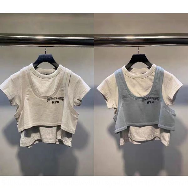 2020 new fashion casual all-match t- shirt round neck short sleeve temperament stitching fashion t-shirt stars same style, White
2020 new fashion casual all-match t- shirt round neck short sleeve temperament stitching fashion t-shirt stars same style, White