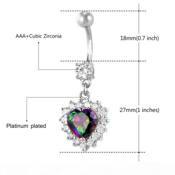 ювелирные изделия женщин способа тела с цирконом платина 18k real позолоченные сердце любовь пупка колец, Silver
ювелирные изделия женщин способа тела с цирконом платина 18k real позолоченные сердце любовь пупка колец, Silver