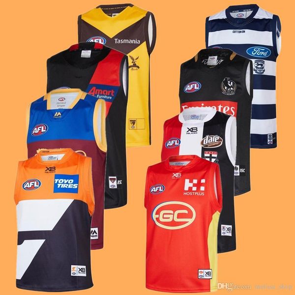 2019 afl-джерси джелонга кошек gold coast essendon бомбардировщики adelaide crows коллингвуд западного побережья орлы guernsey регби джерси, Black;gray
2019 afl-джерси джелонга кошек gold coast essendon бомбардировщики adelaide crows коллингвуд западного побережья орлы guernsey регби джерси, Black;gray