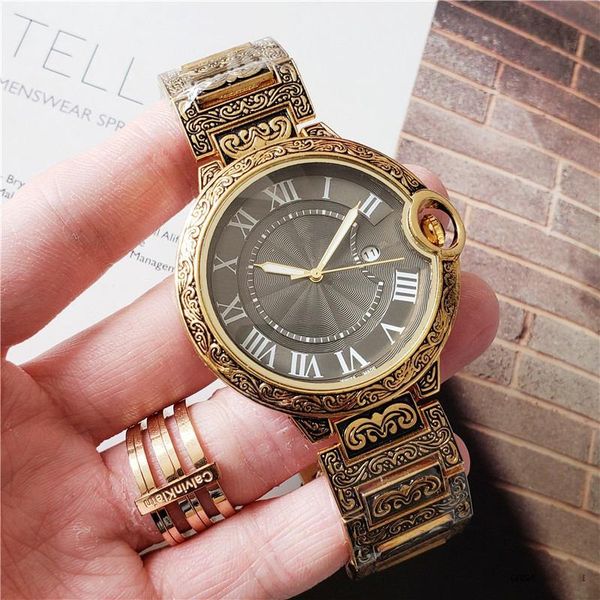 wholesale men fashion watch engraved case stainless steel 48mm dial quartz movement male sport wristwatch gift clock, Slivery;brown
wholesale men fashion watch engraved case stainless steel 48mm dial quartz movement male sport wristwatch gift clock, Slivery;brown