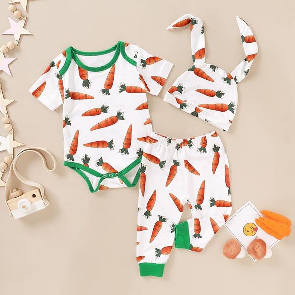 clothing sets sale baby short sleeve printed outfits summer casual boys girls carrot bodysuit long pants hat 3pcs clothes set d30, White
clothing sets sale baby short sleeve printed outfits summer casual boys girls carrot bodysuit long pants hat 3pcs clothes set d30, White