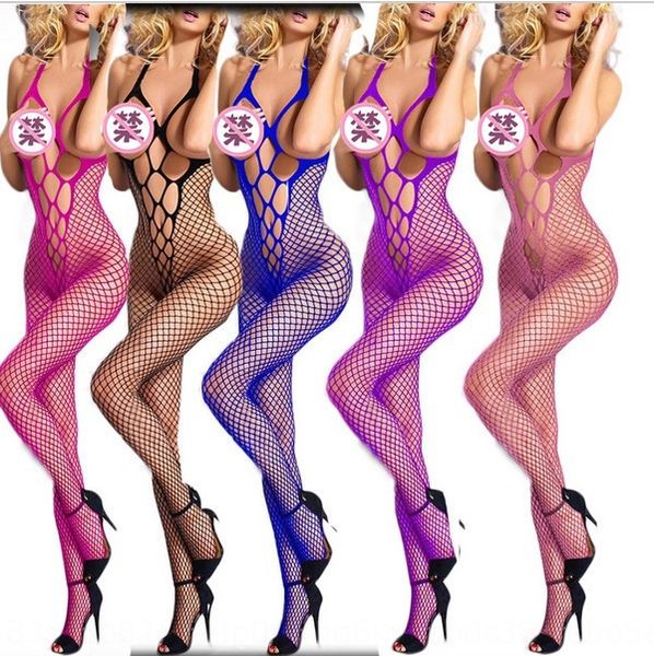 jx7nl mesh jumpsuit open-range hollow-out neck leakage w227 underwear clothing underwear mesh clothing jumpsuit open-range hollow, Black;white