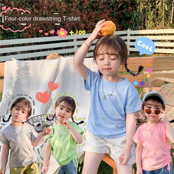 hwd3s 2020 new clothing female middle and small children korean style drawstring t-shirt female baby print letter round collar short childre, Blue
hwd3s 2020 new clothing female middle and small children korean style drawstring t-shirt female baby print letter round collar short childre, Blue