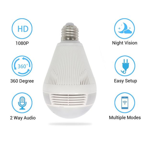 1080P Bulb Camera Surveillance Head WiFi Network Camera LED Bulb Light Multifunctional Surveillance Wholesale Ip Remote White
1080P Bulb Camera Surveillance Head WiFi Network Camera LED Bulb Light Multifunctional Surveillance Wholesale Ip Remote White